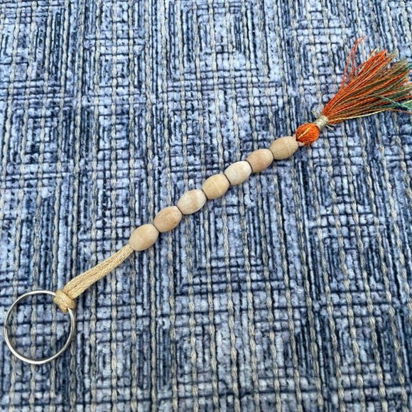 Handmade Prayer Beads Tasbeeh Real Wood Key chain Tan Beads Religious Beads - Picture 10 of 11